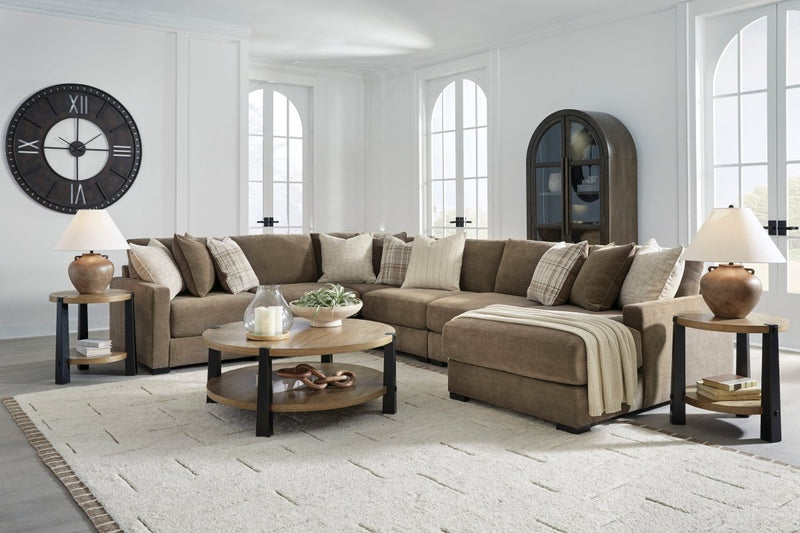 Camellia Court Coffee 6 Piece RAF Chaise Sectional - WCC Furniture & Mattress Center Lafayette & Lake Charles