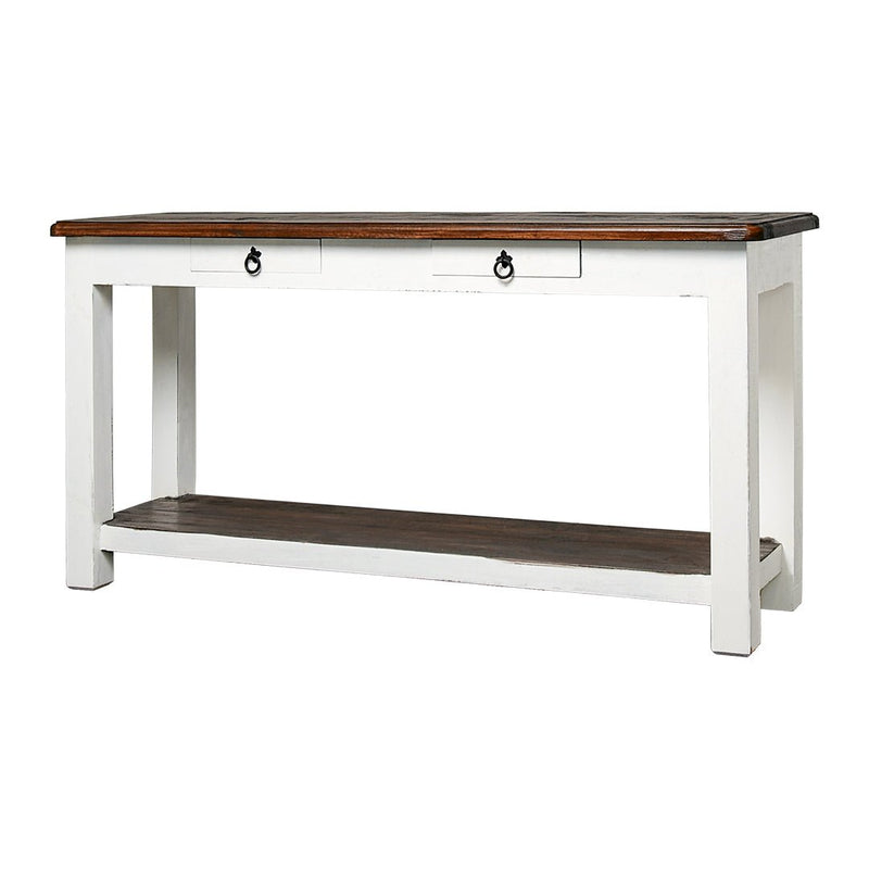 Chastain Aged White Tobacco Top 2 Drawer Sofa Table - WCC Furniture & Mattress Center Lafayette & Lake Charles