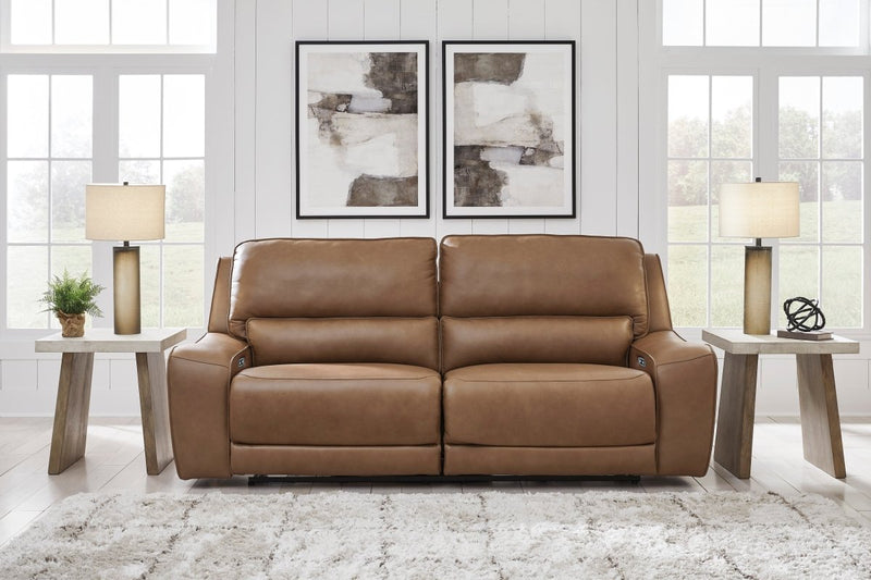 DeepWakes Caramel Power Reclining Sofa - WCC Furniture & Mattress Center Lafayette & Lake Charles