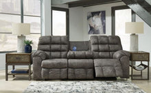 Load image into Gallery viewer, Derwin Concrete Reclining Sofa with Drop Down Table
