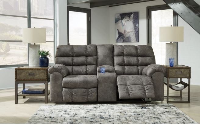 Derwin Concrete Reclining Loveseat with Console