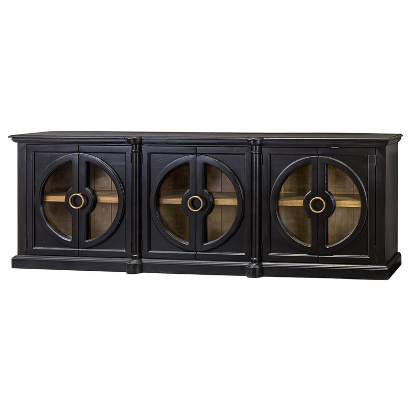 Everton Smooth Black/Smooth Pecan 6 Door Console - WCC Furniture & Mattress Center Lafayette & Lake Charles