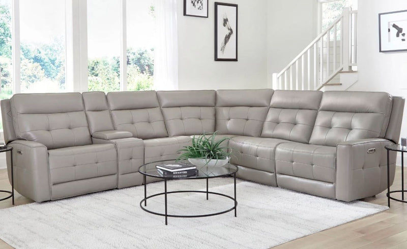 Felton Pewter 6 Piece Power Reclining Sectional - WCC Furniture & Mattress Center Lafayette & Lake Charles