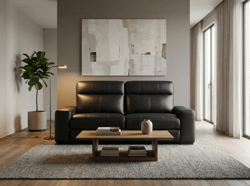 Ferrara Black Zero Gravity Power Reclining Sofa w/ ADJ Headrest - WCC Furniture & Mattress Center Lafayette & Lake Charles