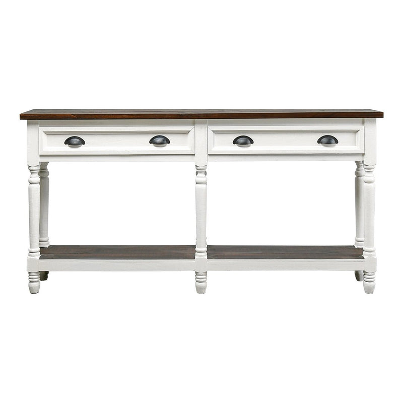 Fisher Aged White Tobacco Top 2 Drawer Sofa Table - WCC Furniture & Mattress Center Lafayette & Lake Charles