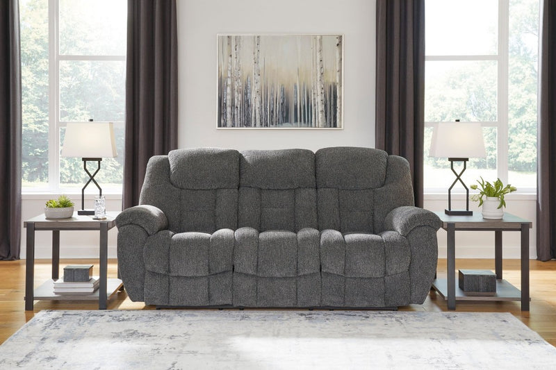 Foreside Charcoal Reclining Sofa - WCC Furniture & Mattress Center Lafayette & Lake Charles