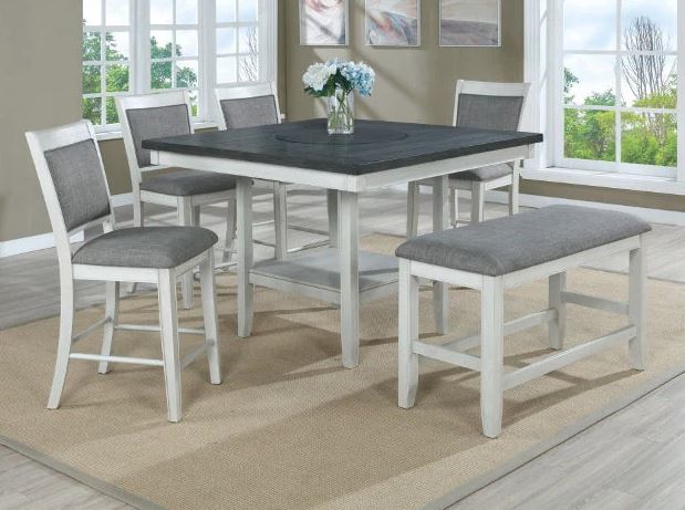 Fulton Chalk Grey 6 Piece Counter Height Dining Set - WCC Furniture & Mattress Center Lafayette & Lake Charles