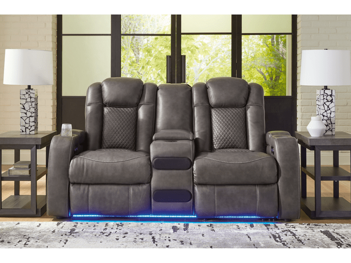 Fyne - Dyme Shadow Power Reclining Loveseat - WCC Furniture & Mattress Center Lafayette & Lake Charles