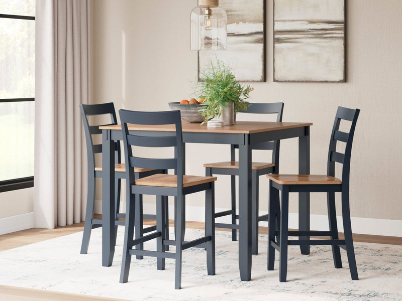 Gesthaven Blue/Natural 5 Piece Counter Height Dining Set - WCC Furniture & Mattress Center Lafayette & Lake Charles