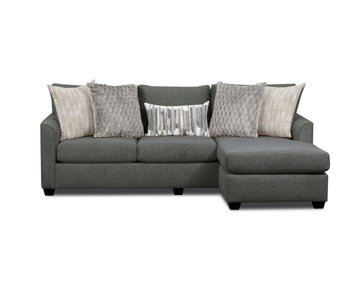 Irving Charcoal Sofa Chaise w/ Drop Down Table - WCC Furniture & Mattress Center Lafayette & Lake Charles