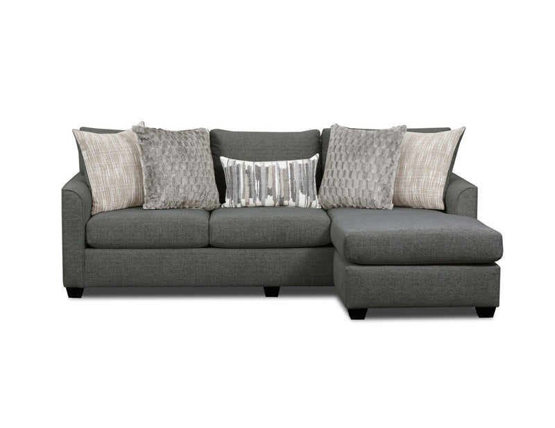 Irving Charcoal Sofa Chaise w/ Drop Down Table - WCC Furniture & Mattress Center Lafayette & Lake Charles