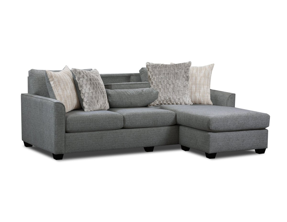 Irving Charcoal Sofa Chaise w/ Drop Down Table - WCC Furniture & Mattress Center Lafayette & Lake Charles