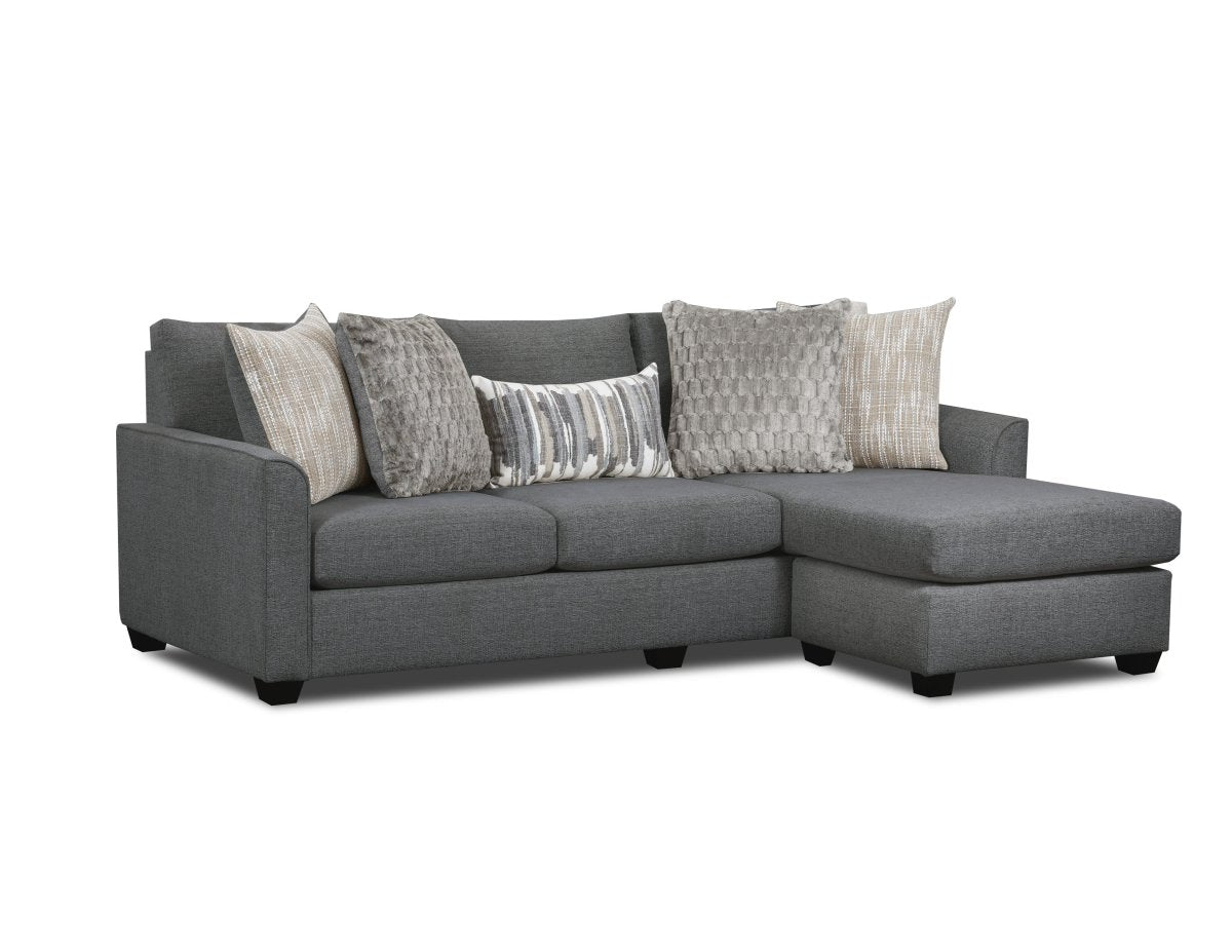 Irving Charcoal Sofa Chaise w/ Drop Down Table - WCC Furniture & Mattress Center Lafayette & Lake Charles