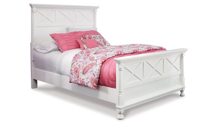 Kaslyn White Full Panel Bed, Dresser & Mirror