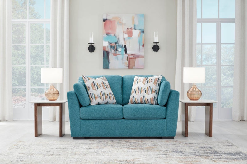 Keerwick Teal Loveseat - WCC Furniture & Mattress Center Lafayette & Lake Charles