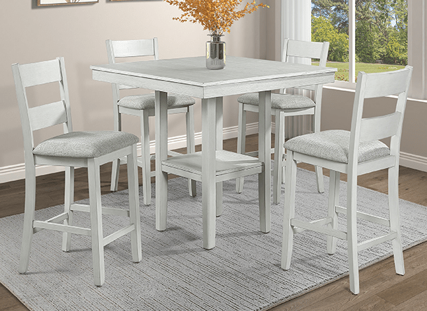 Lester Driftwood 5 Piece Counter Height Dining Set - WCC Furniture & Mattress Center Lafayette & Lake Charles