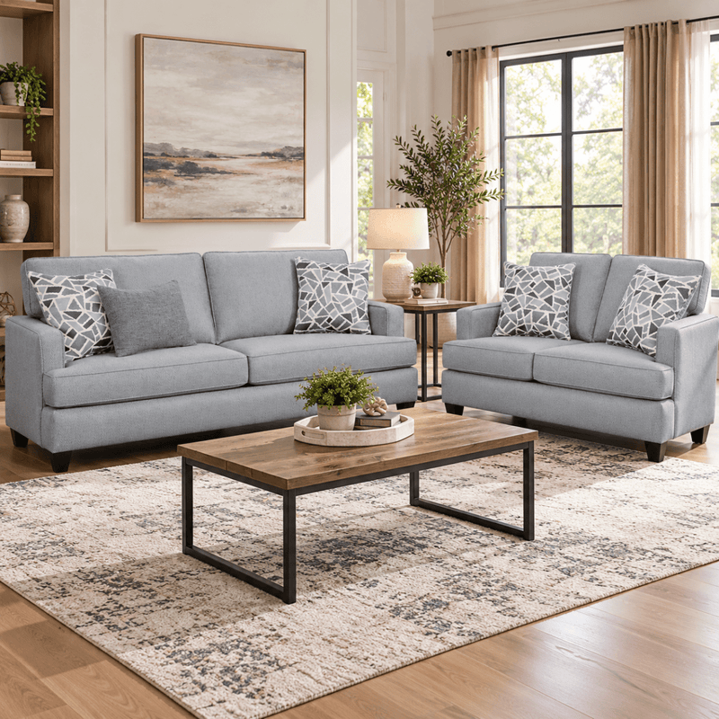 Madonna Silver Sofa & Loveseat - WCC Furniture & Mattress Center Lafayette & Lake Charles