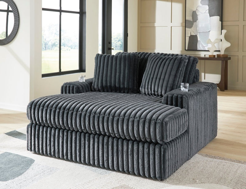 Midnight Madness Gunmetal Oversized Chaise Chair - WCC Furniture & Mattress Center Lafayette & Lake Charles