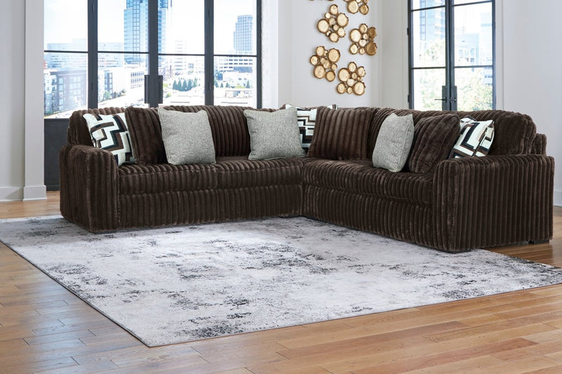 Midnight Madness L shaped Chocolate Sectional - WCC Furniture & Mattress Center Lafayette & Lake Charles