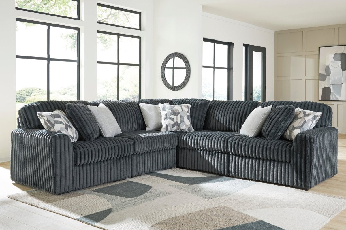 Midnight Madness L shaped Gunmetal Sectional - WCC Furniture & Mattress Center Lafayette & Lake Charles