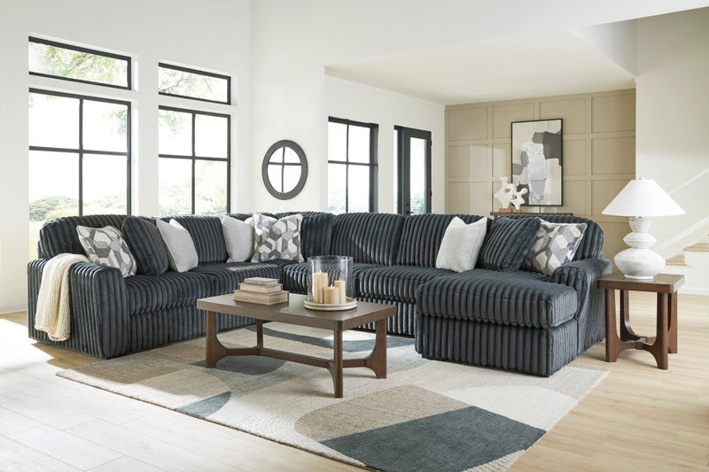 Midnight Madness RAF Chaise U Shaped Gunmetal Sectional - WCC Furniture & Mattress Center Lafayette & Lake Charles