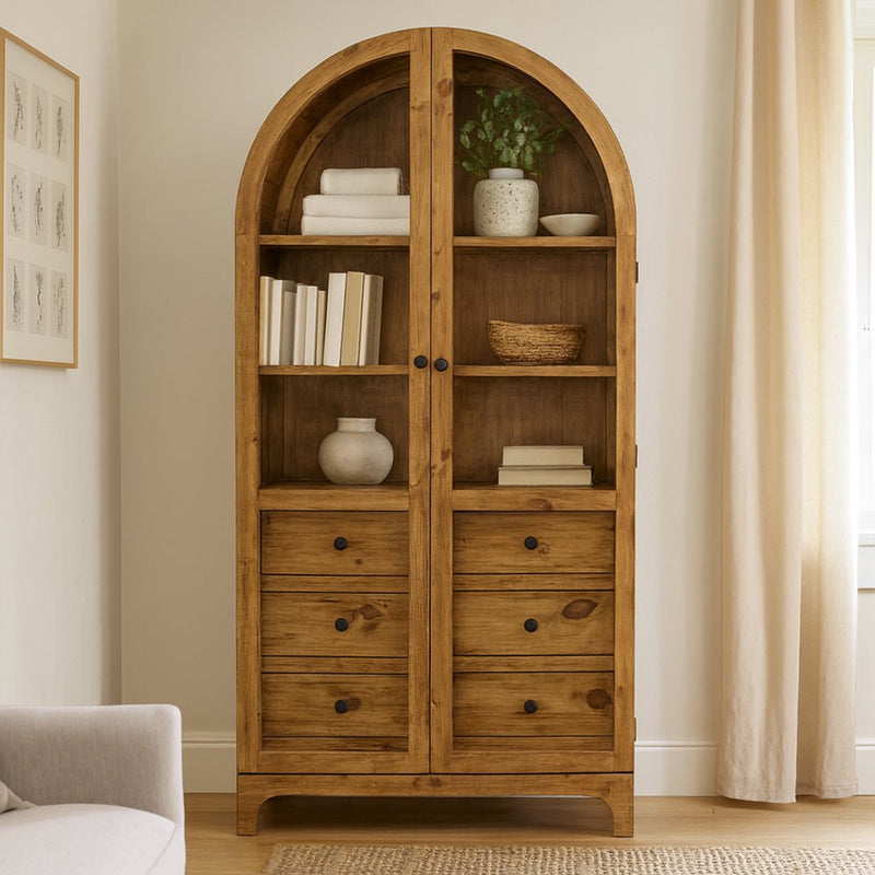 Mitchell Smooth Pecan Display Cabinet - WCC Furniture & Mattress Center Lafayette & Lake Charles