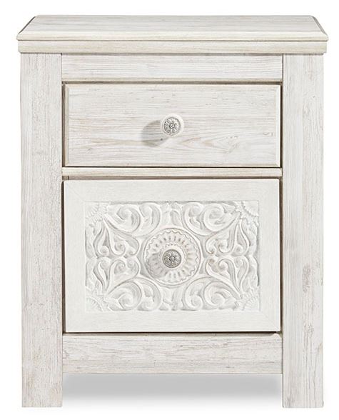Paxberry Whitewash Two Drawer Night Stand - WCC Furniture & Mattress Center Lafayette & Lake Charles