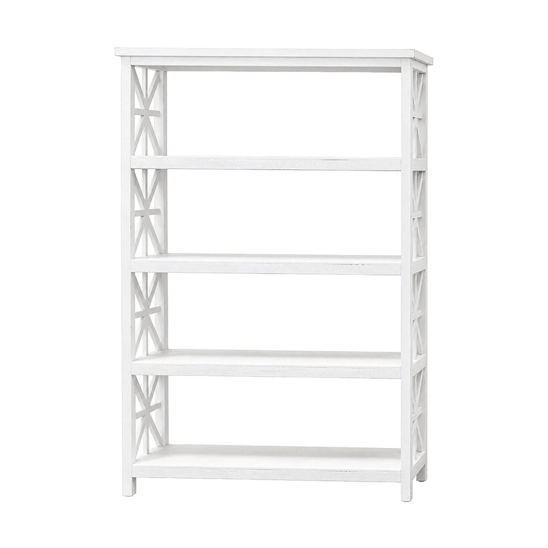 Powers Rubbed Aged White Bookcase - WCC Furniture & Mattress Center Lafayette & Lake Charles