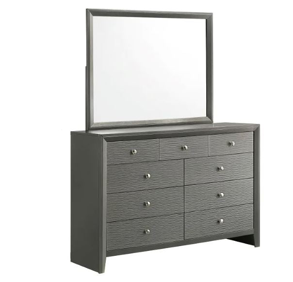 Denker Gunmetal Dresser & Mirror