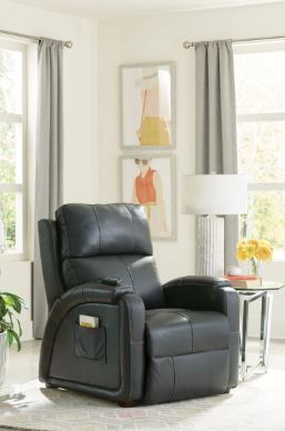 Reliever Gunmetal Power Lay Flat Recliner with Massage and Zero G Recline
