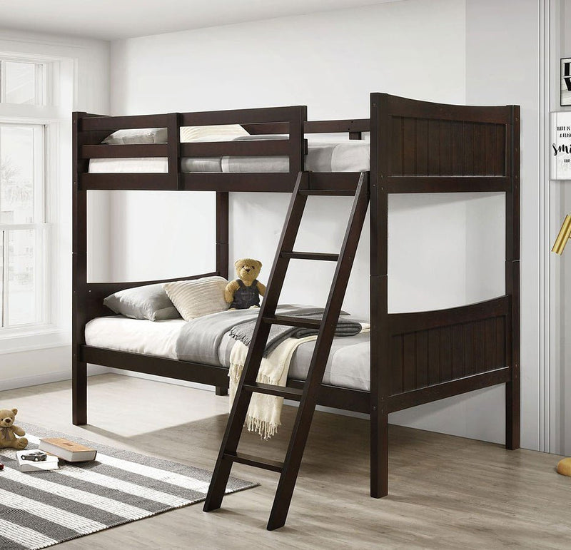 Sami Espresso Twin/Twin Bunk Bed w/Ladder - WCC Furniture & Mattress Center Lafayette & Lake Charles