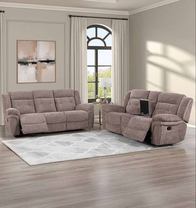 Sydney Brown Gliding Reclining Sofa & Loveseat - WCC Furniture & Mattress Center Lafayette & Lake Charles