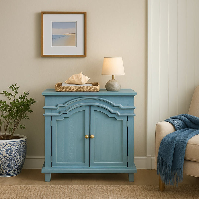 Victoria Ocean Blue 2 Drawer Accent Console - WCC Furniture & Mattress Center Lafayette & Lake Charles