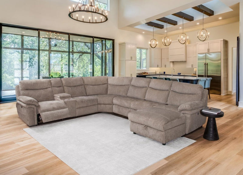 Waverly Driftwood Power Reclining Sectional w/ Sleeper - WCC Furniture & Mattress Center Lafayette & Lake Charles