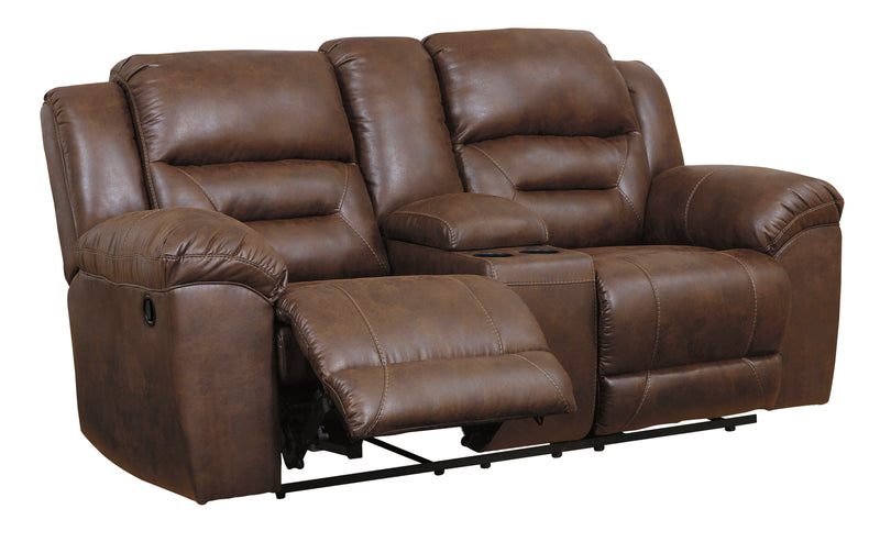 Stoneland Chocolate Reclining Loveseat w/Console