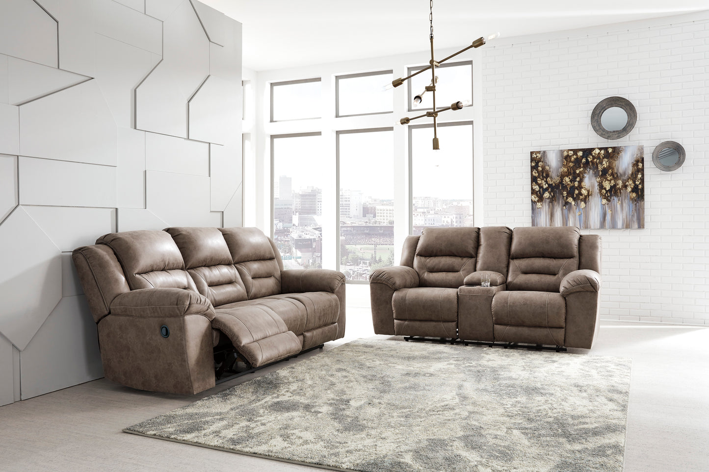 Stoneland Fossil Reclining Sofa & Reclining Loveseat
