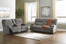 Load image into Gallery viewer, Coombs Charcoal 2 Seat Reclining Sofa &amp; Double Reclining Loveseat w/ Console

