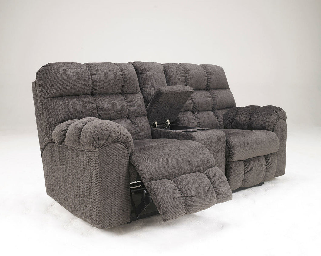 Acieona Slate Double Rec Loveseat with Console