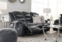 Load image into Gallery viewer, Vacherie Black Reclining Sofa/Couch &amp; DBL Reclining Loveseat with Console
