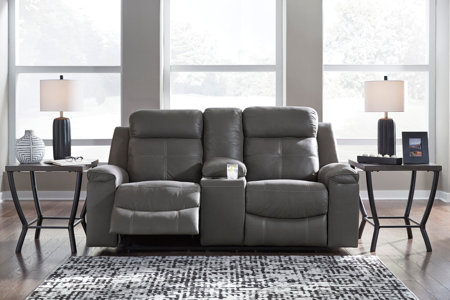 Jesolo  Dark Gray Double Rec Loveseat w/Console