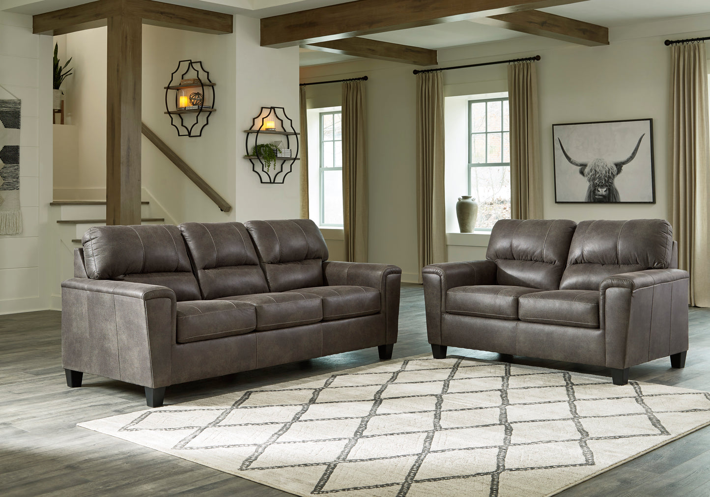 Navi Smoke Sofa & Loveseat