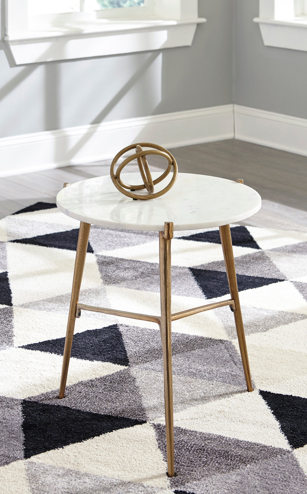 Chadton White/Gold Finish Accent Table