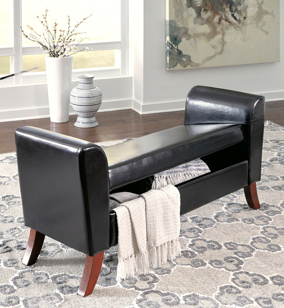 Benches Brown Upholstered Storage Bench