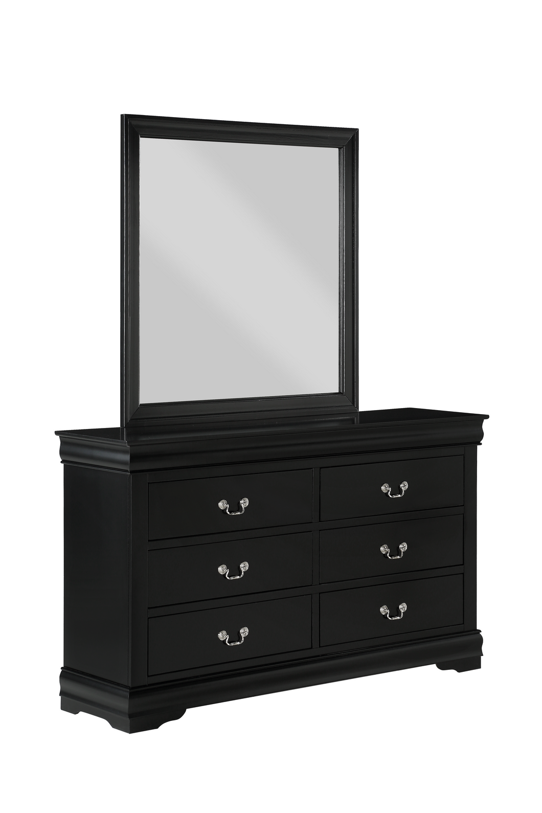 Louis Philip Black Dresser And Mirror