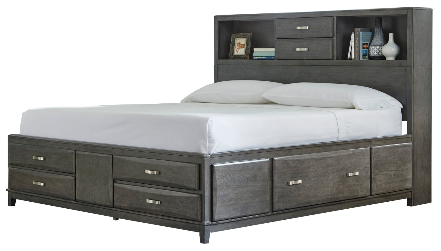 Caitbrook Gray King Platform Storage Bed