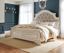 Load image into Gallery viewer, Realyn Two-tone Queen Upholstered Panel Bed, Dresser &amp;  Mirror
