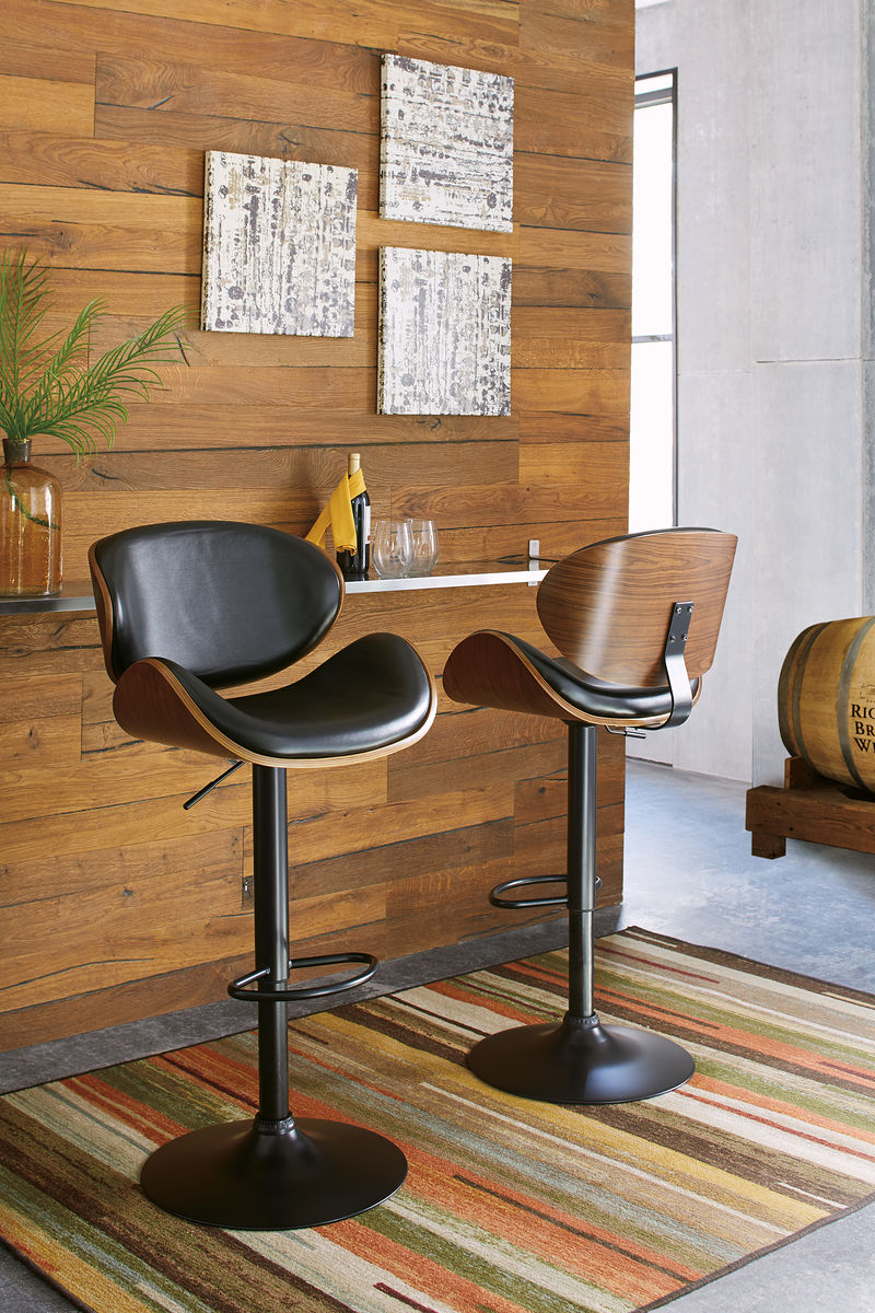 Bellatier Black Tall Upholstered Swivel Barstool (1 barstool)