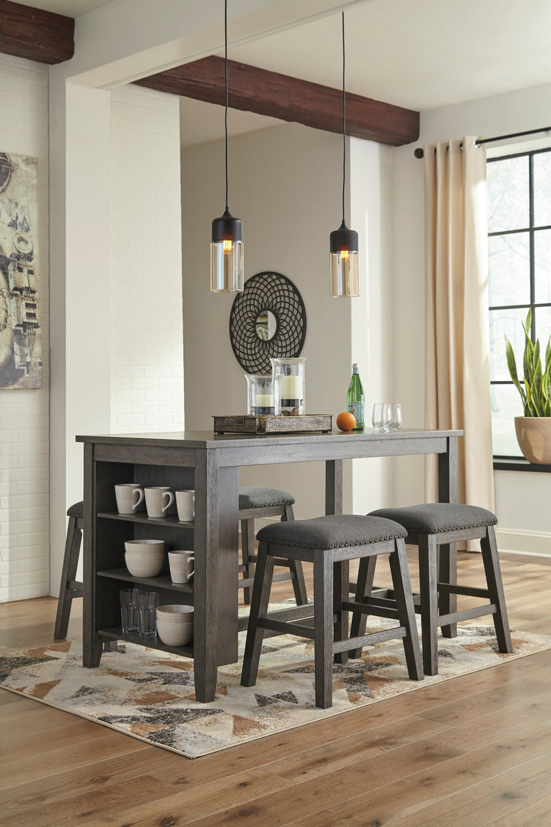Caitbrook Dark Gray 5 Piece Rectangular Counter Table & 4 UPH Stools