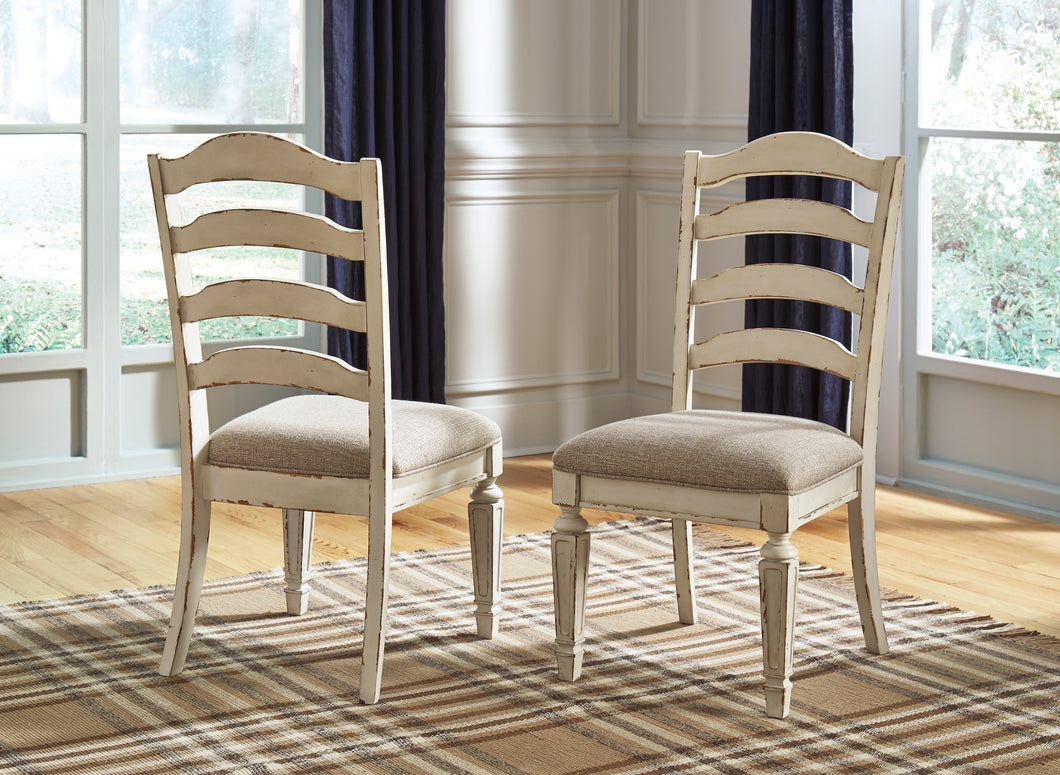 Realyn Chipped White Dining Upholstered Side Chair (Set of 2)