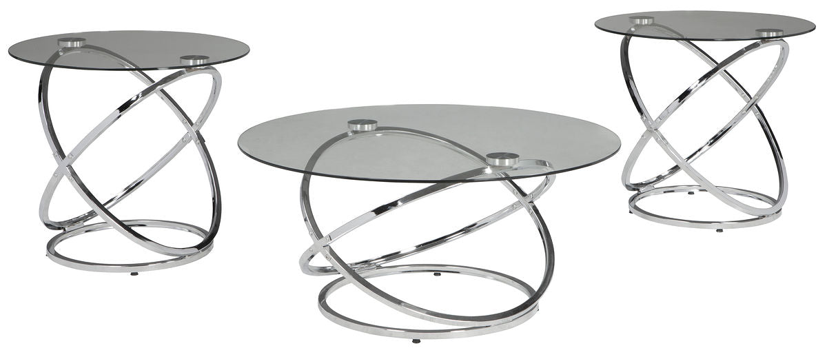 Hollynyx Chrome Finish Occasional Table Set